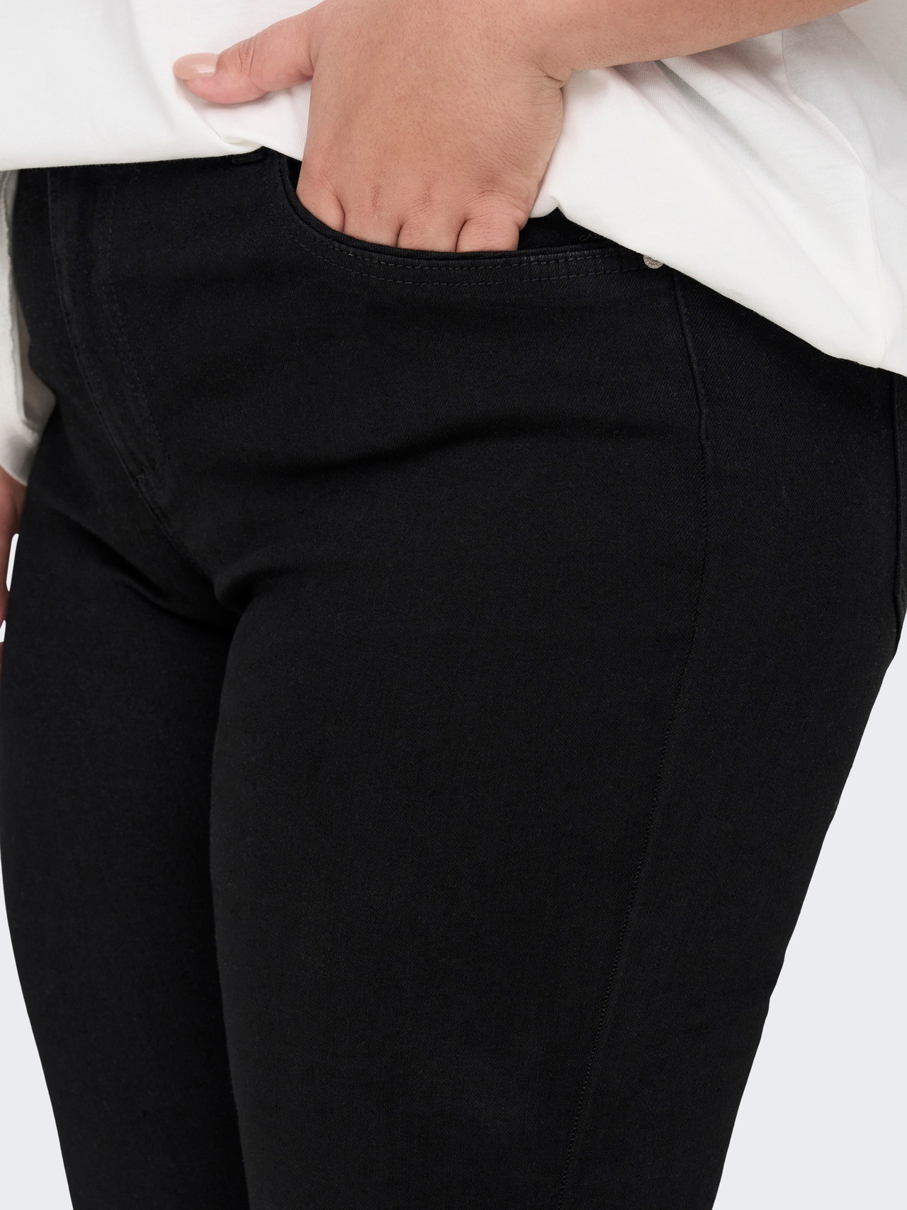 ONLY Skinny fit Mid waist Curve Shorts -Black Denim - 15281072