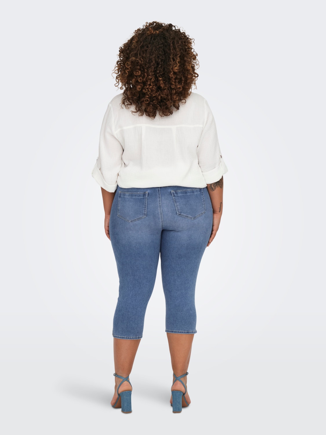 ONLY Skinny fit Mid waist Shorts -Light Medium Blue Denim - 15281075