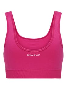 ONLY Ensfarvet sports bh med medium support -Pink Yarrow - 15281096