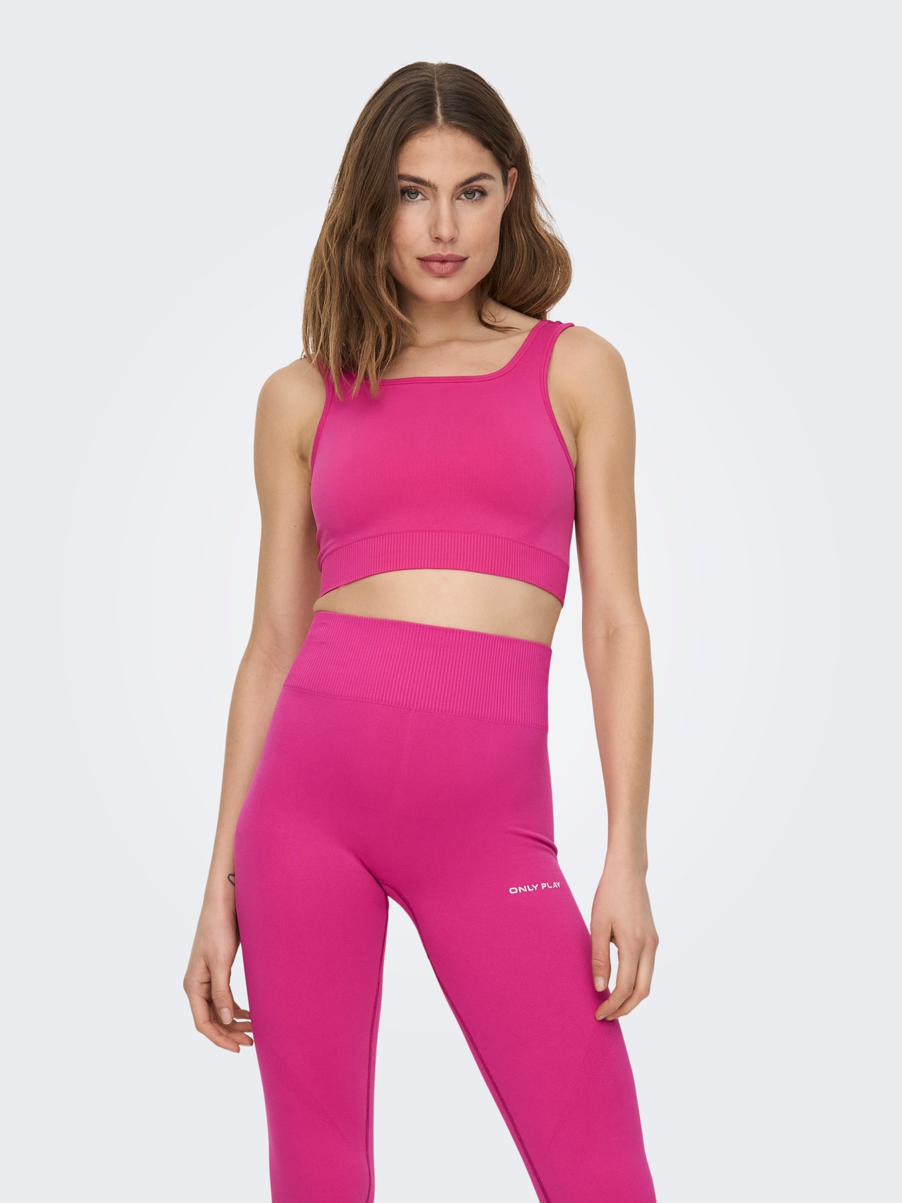 ONLY Solid color sports bra with medium support -Pink Yarrow - 15281096