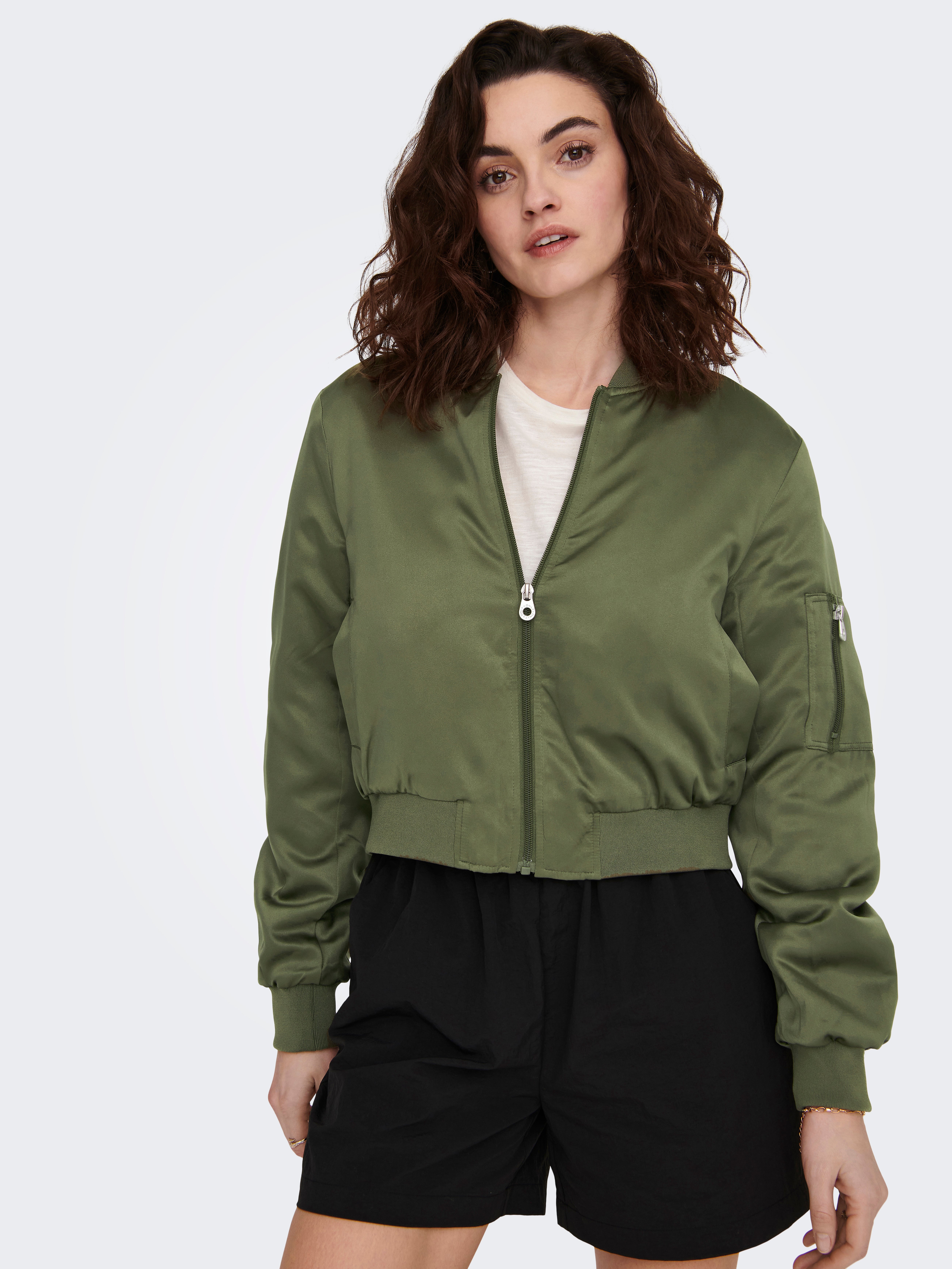 Cropped green 2025 bomber jacket