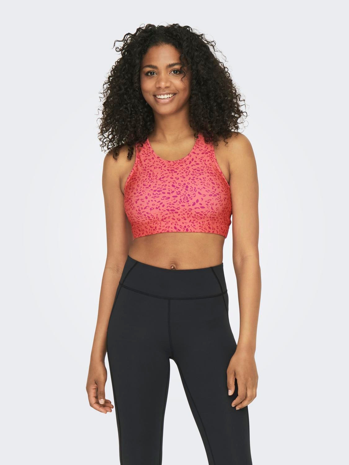 ONLY Printed Sports Bra With Medium support -Sun Kissed Coral - 15281170