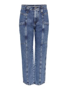ONLY Jeans Straight Fit Taille haute -Medium Blue Denim - 15281253