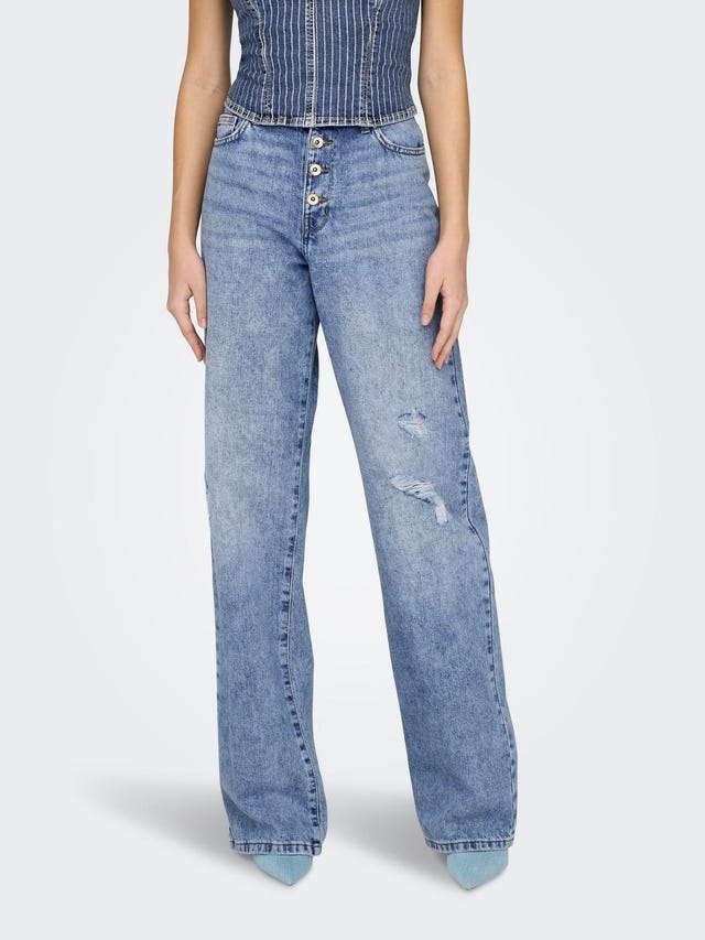 ONLY Wide leg fit High waist Versleten zoom Jeans - 15281255
