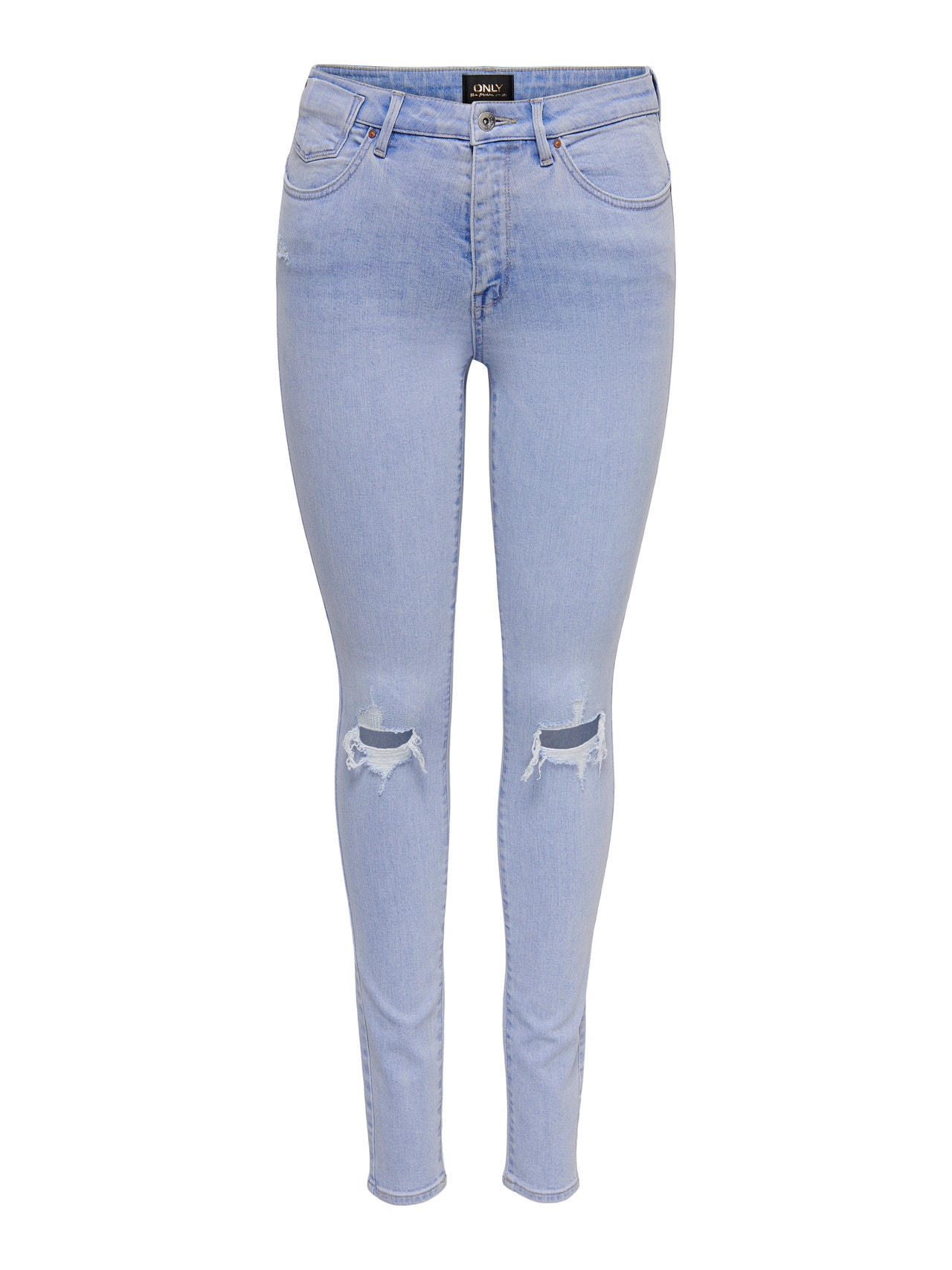 ONLY ONLFOREVER Hög midja Skinny Fit Jeans -Light Blue Denim - 15281269