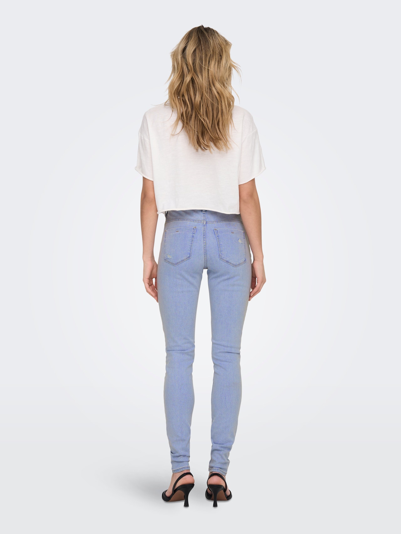 ONLY ONLFOREVER Hög midja Skinny Fit Jeans -Light Blue Denim - 15281269
