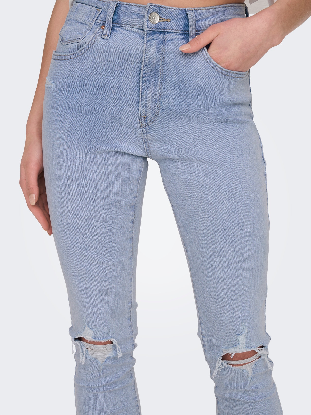 ONLY Jeans Skinny Fit Taille haute -Light Blue Denim - 15281269