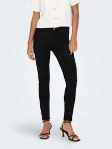 ONLY ONLBLUSH Mid Waist Skinny  ZIP COAT JOGG Ankle BIKER Jeans -Black - 15281319