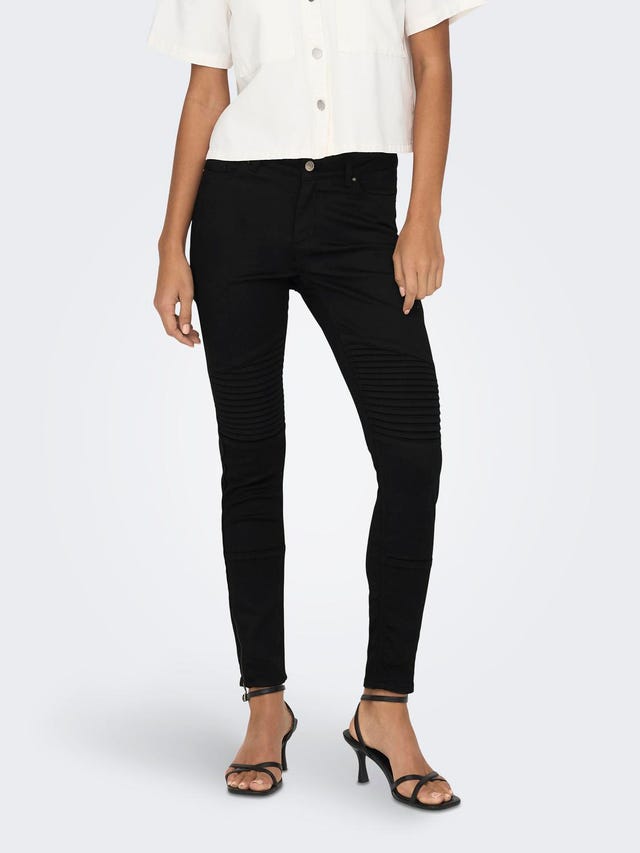 ONLY ONLBLUSH Mid Waist Skinny  ZIP COAT JOGG Ankle BIKER Jeans - 15281319