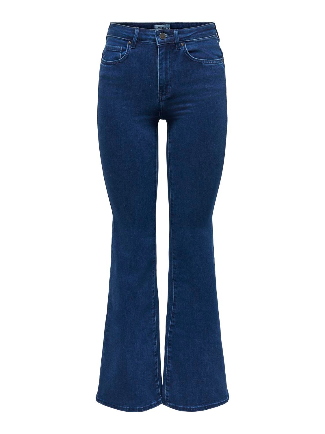 ONLY Retro Flared Fit High waist Jeans -Medium Blue Denim - 15281330