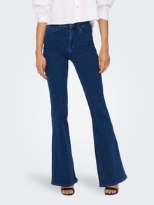 ONLY Jeans Retro Flared Fit Taille haute -Medium Blue Denim - 15281330