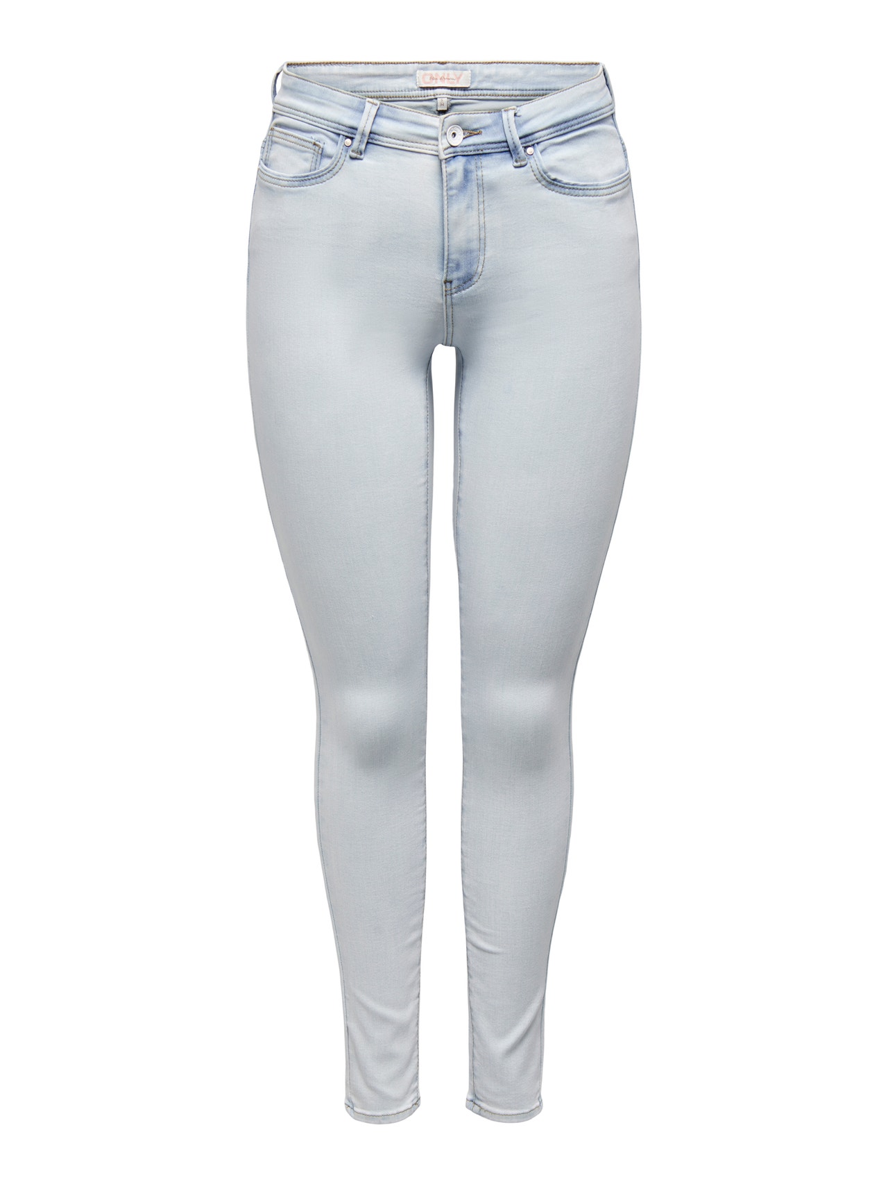 ONLY ONLWAUW MID SKINNY  BJ692 -Light Blue Bleached Denim - 15281408