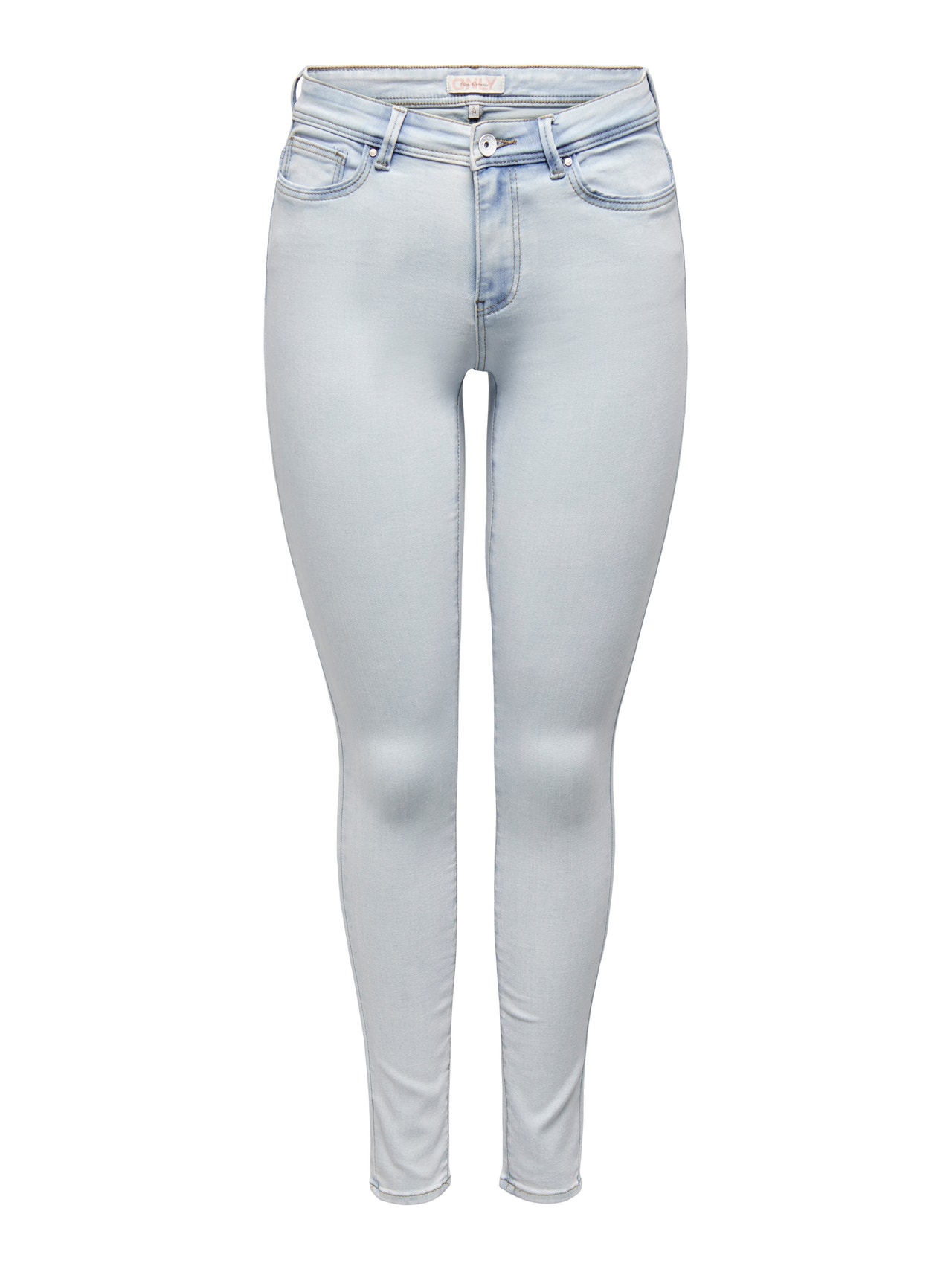 ONLY Skinny Fit Middels høy midje Jeans -Light Blue Bleached Denim - 15281408