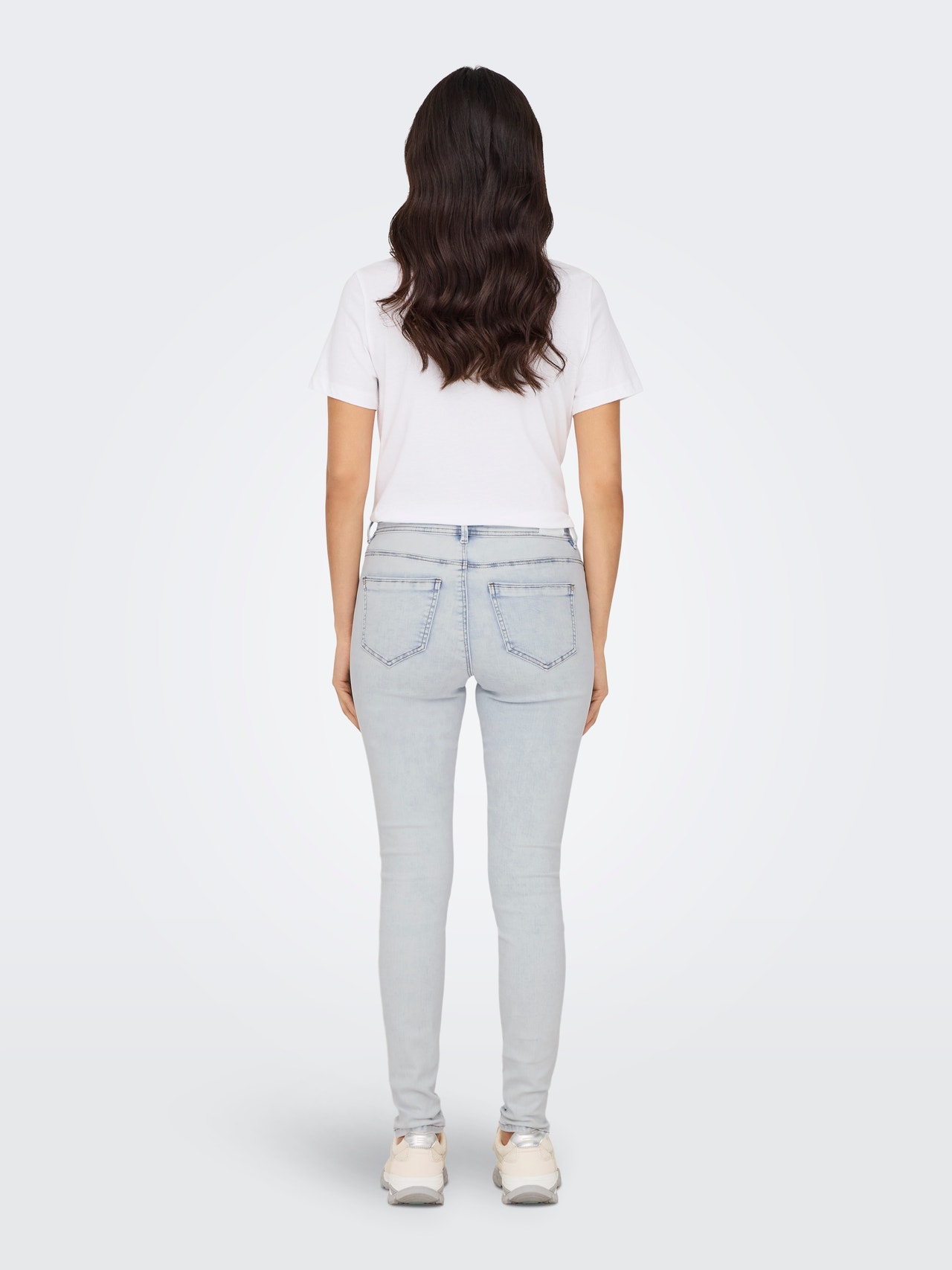 ONLY Skinny Fit Mid waist Jeans -Light Blue Bleached Denim - 15281408