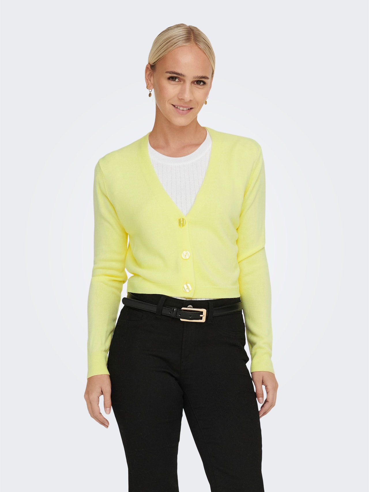 ONLY Cropped knitted pullover -Sunny Lime - 15281420