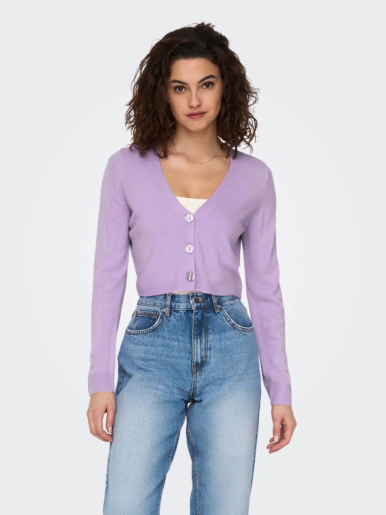 ONLY Cropped knitted pullover -Purple Rose - 15281420