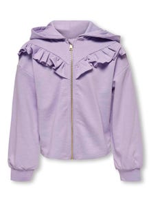 ONLY Zip hoodie med flæser -Purple Rose - 15281467