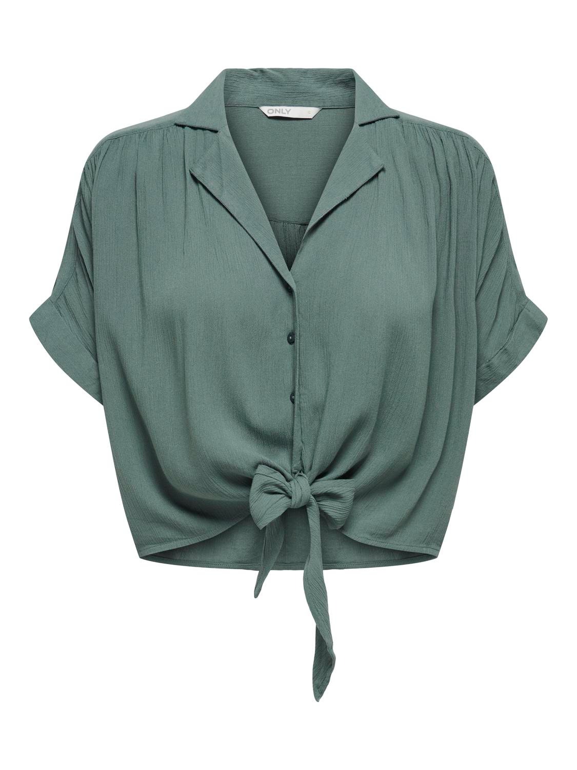 ONLY Short Sleeved Shirt With Knot Detail -Balsam Green - 15281497