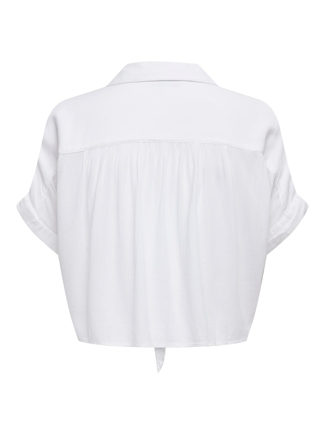 ONLY Kortærmet Skjorte med Knudedetalje -White - 15281497