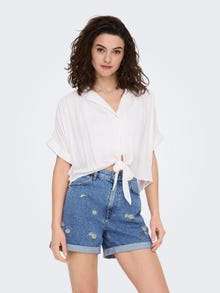 ONLY Short Sleeved Shirt With Knot Detail -White - 15281497