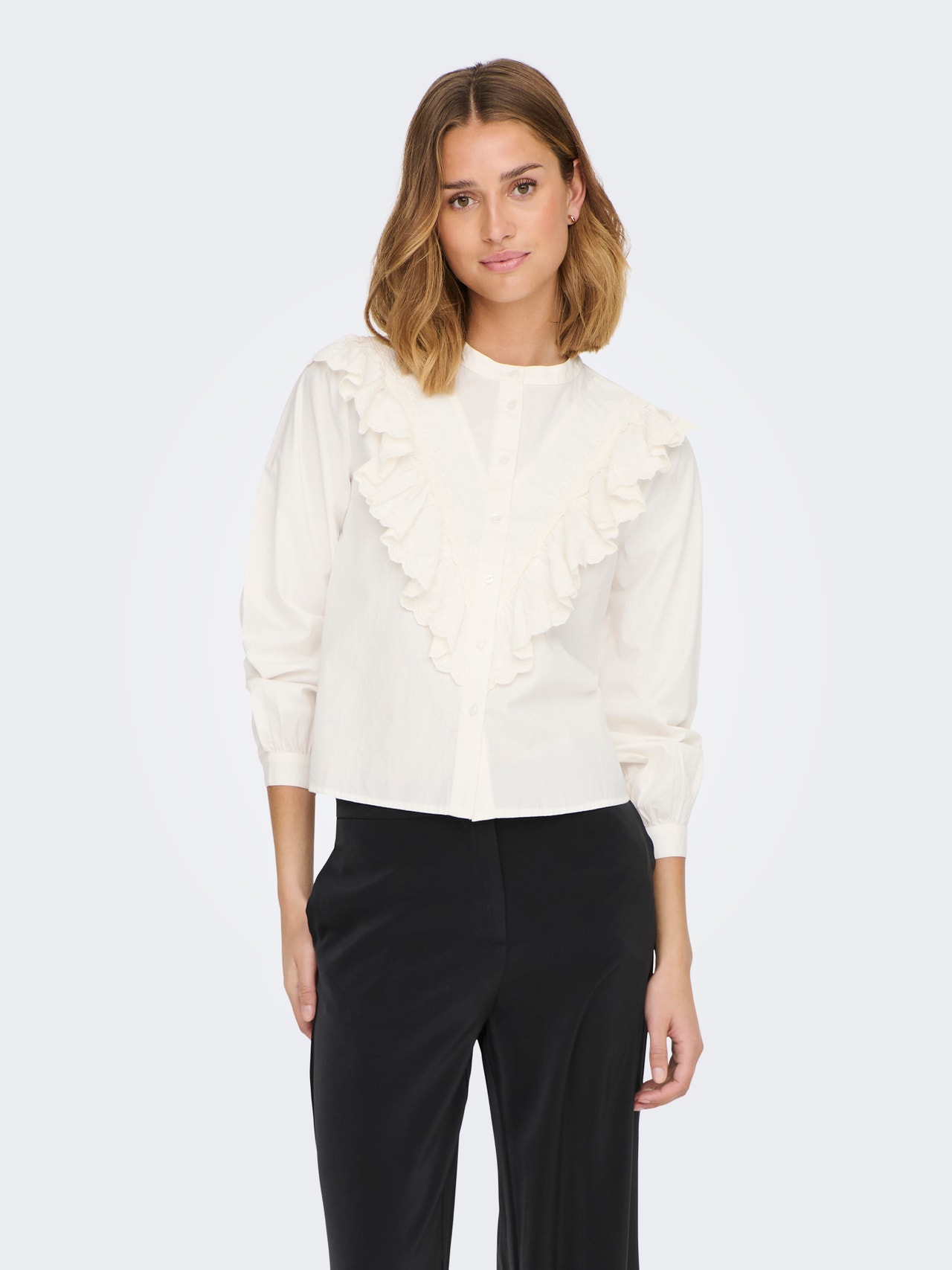 ONLY shirt with lace detail -Cloud Dancer - 15281526