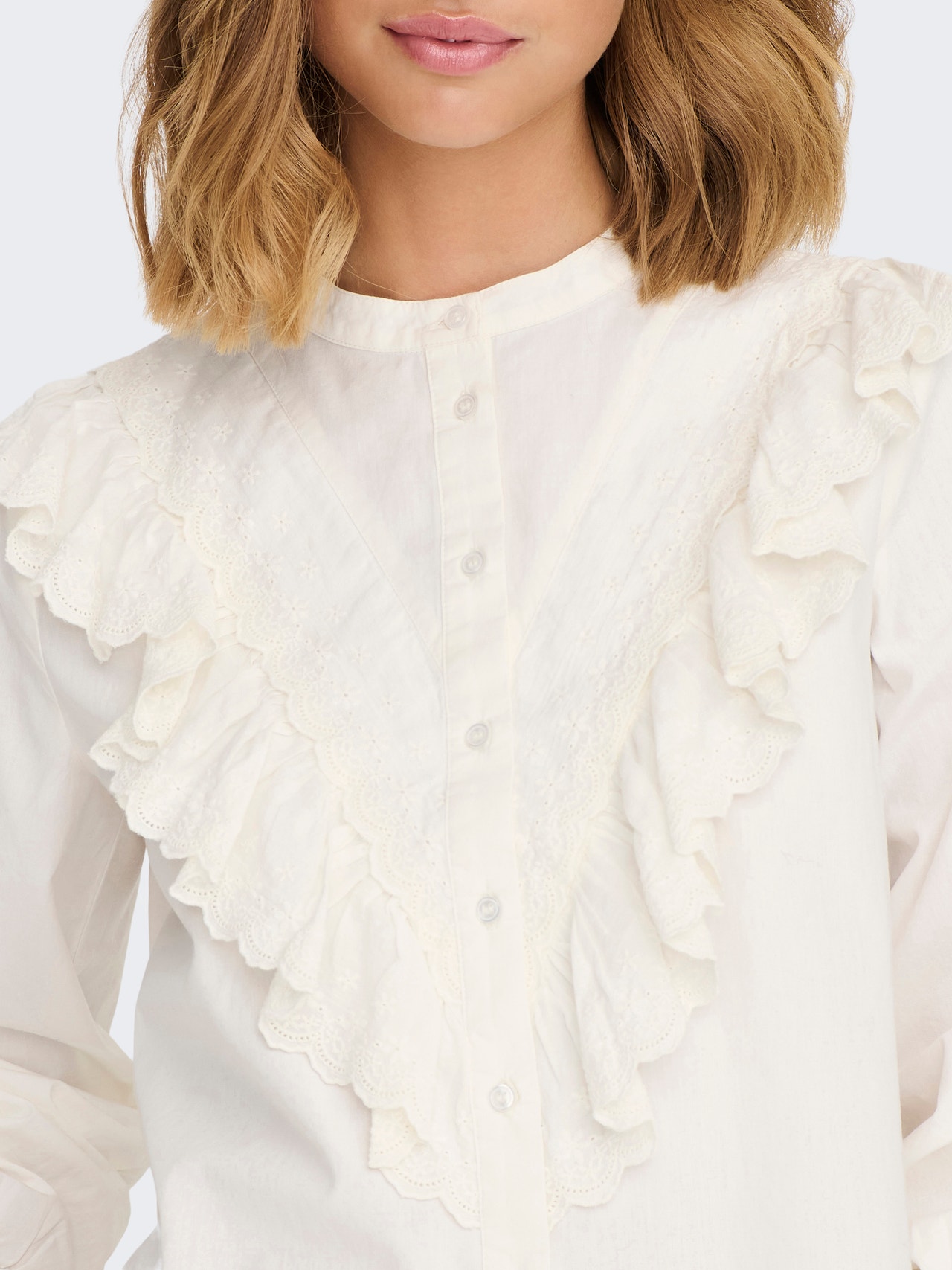 ONLY shirt with lace detail -Cloud Dancer - 15281526