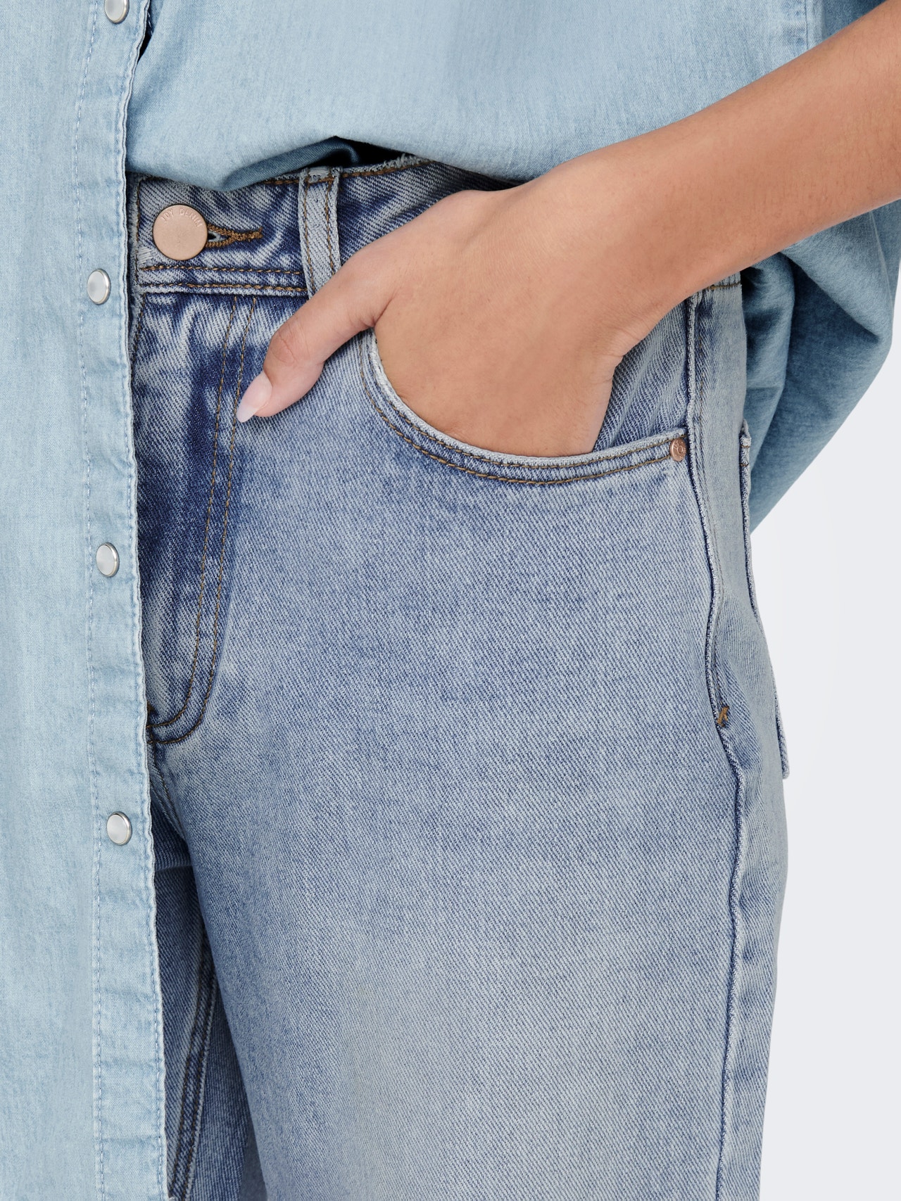 ONLY Wide Leg Fit High waist Jeans -Light Blue Denim - 15281557