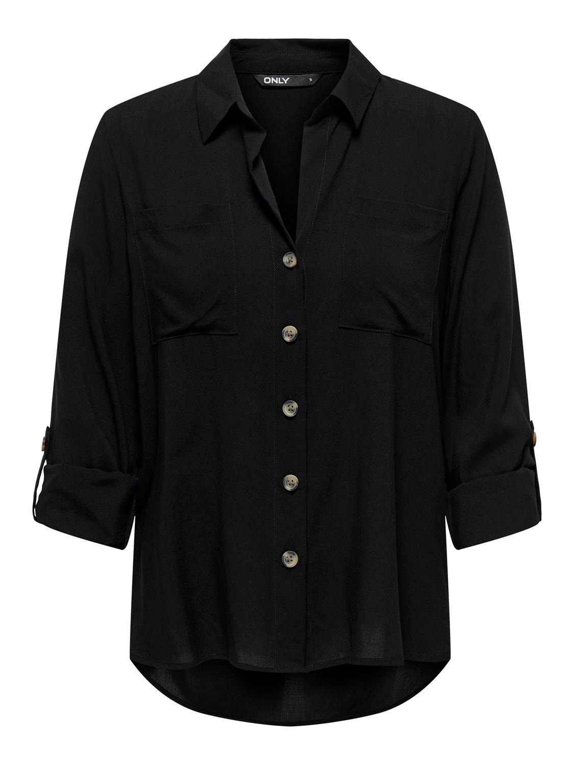 ONLY Shirt with rolled rolled up sleeves -Black - 15281677