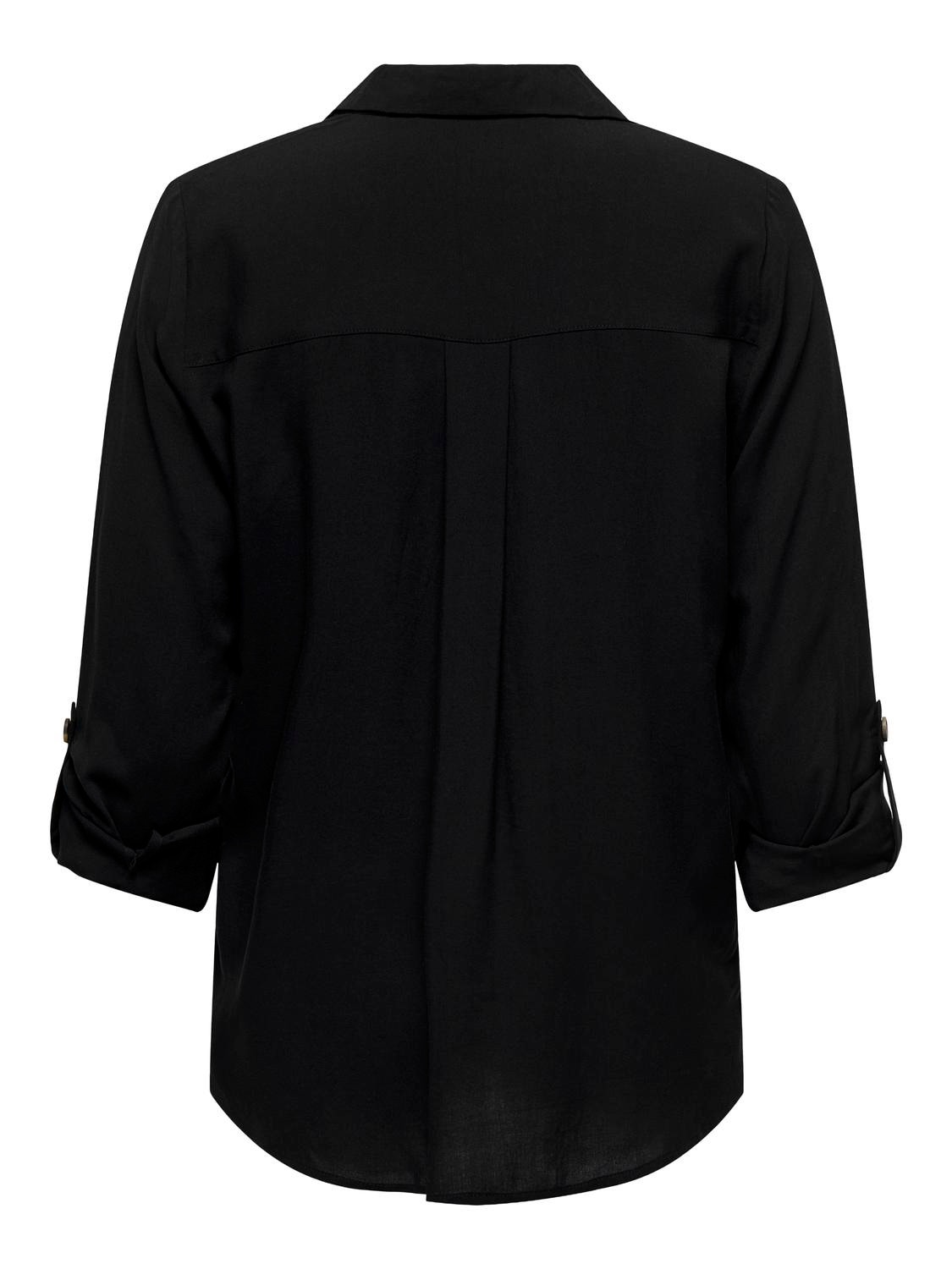 ONLY Standard Fit Skjortekrage Oppbrettede mansjetter Skjorte -Black - 15281677