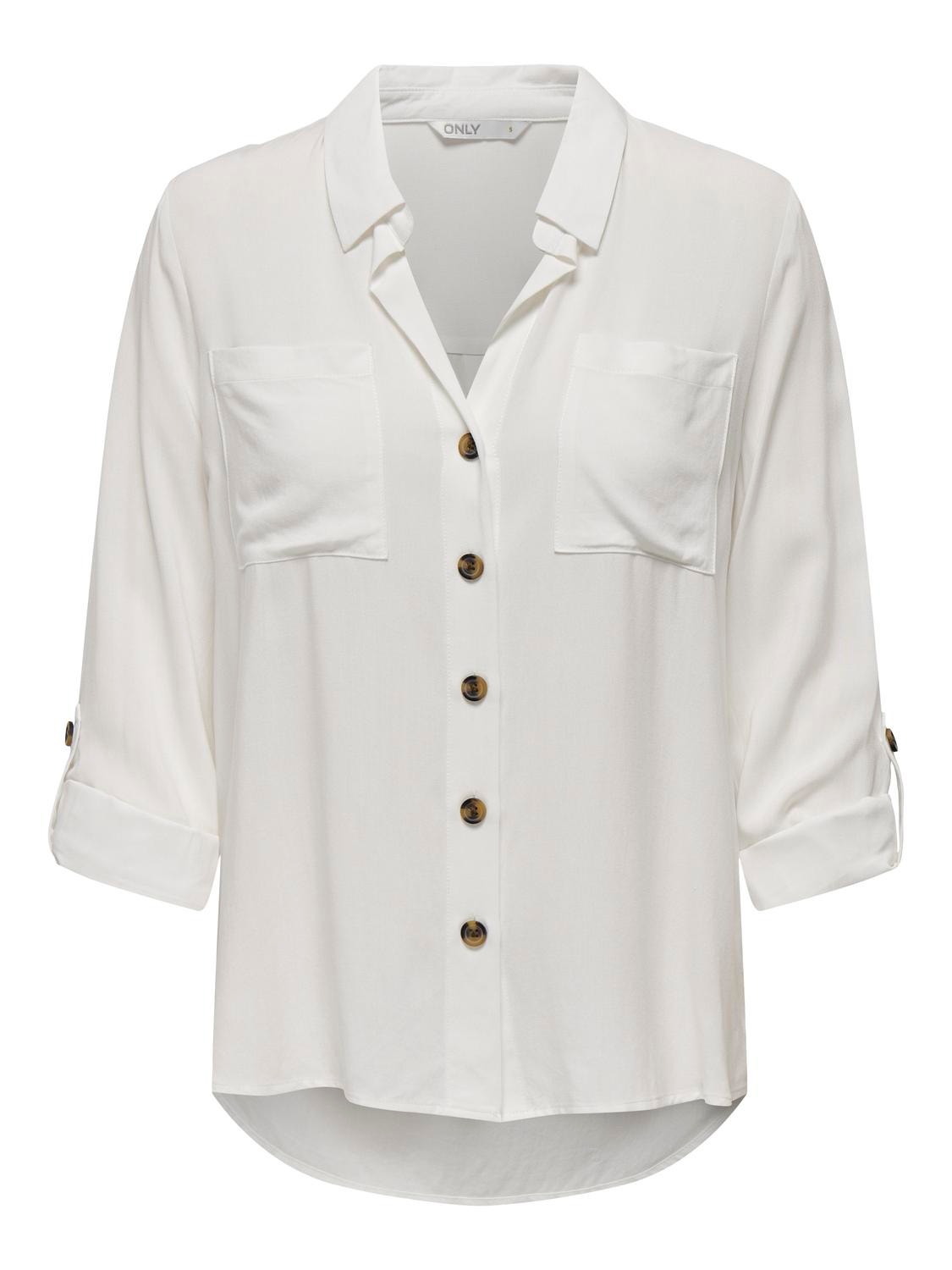 ONLY Standard Fit Shirt collar Fold-up cuffs Shirt -Snow White - 15281677