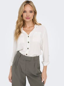 ONLY Standard Fit Shirt collar Fold-up cuffs Shirt -Snow White - 15281677
