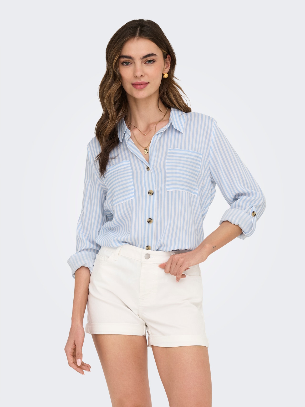 ONLY Standardlõige Särgikrae Üles volditud mansetid Särk -Cashmere Blue - 15281677