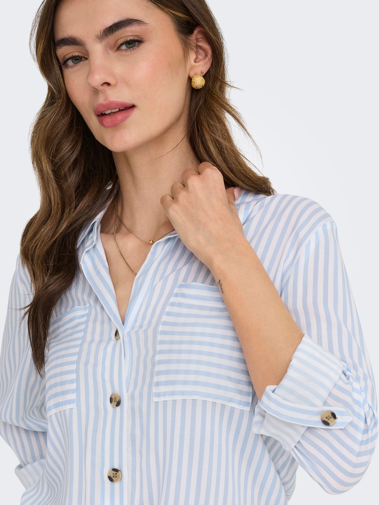 ONLY Standardlõige Särgikrae Üles volditud mansetid Särk -Cashmere Blue - 15281677