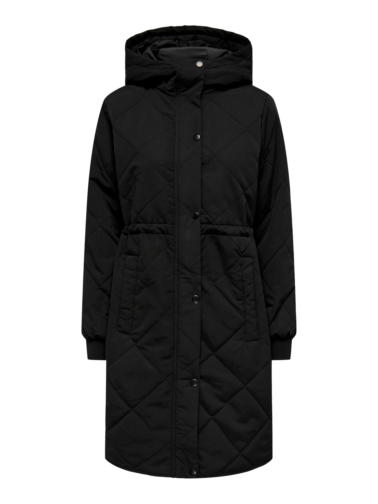 ONLY Hood Ribbed cuffs Coat -Black - 15281768