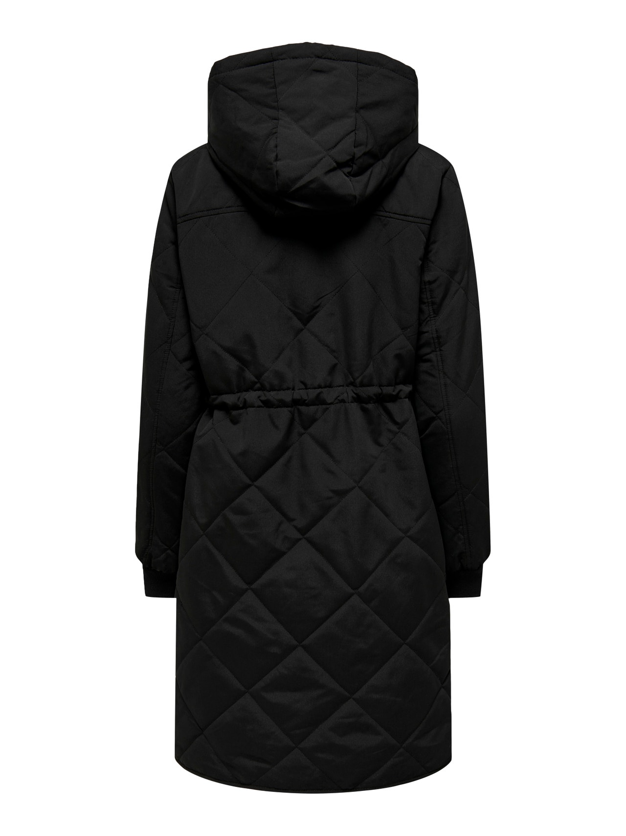 ONLY Hood Ribbed cuffs Coat -Black - 15281768