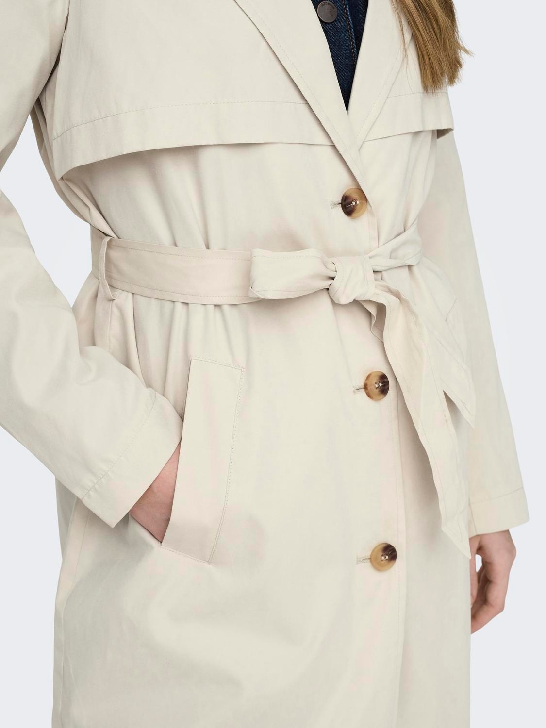 ONLY Reverse Trenchcoat -Oatmeal - 15281774