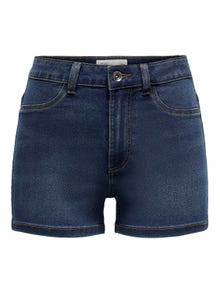 ONLY Shorts Corte skinny Cintura alta -Dark Blue Denim - 15281784