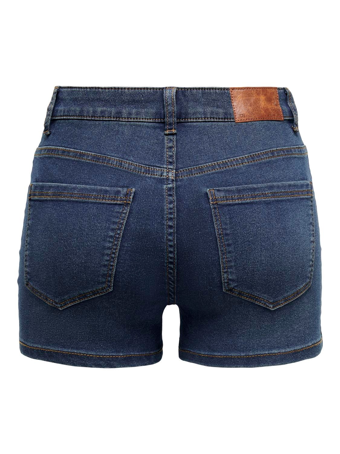 ONLY Shorts Skinny Fit Taille haute -Dark Blue Denim - 15281784