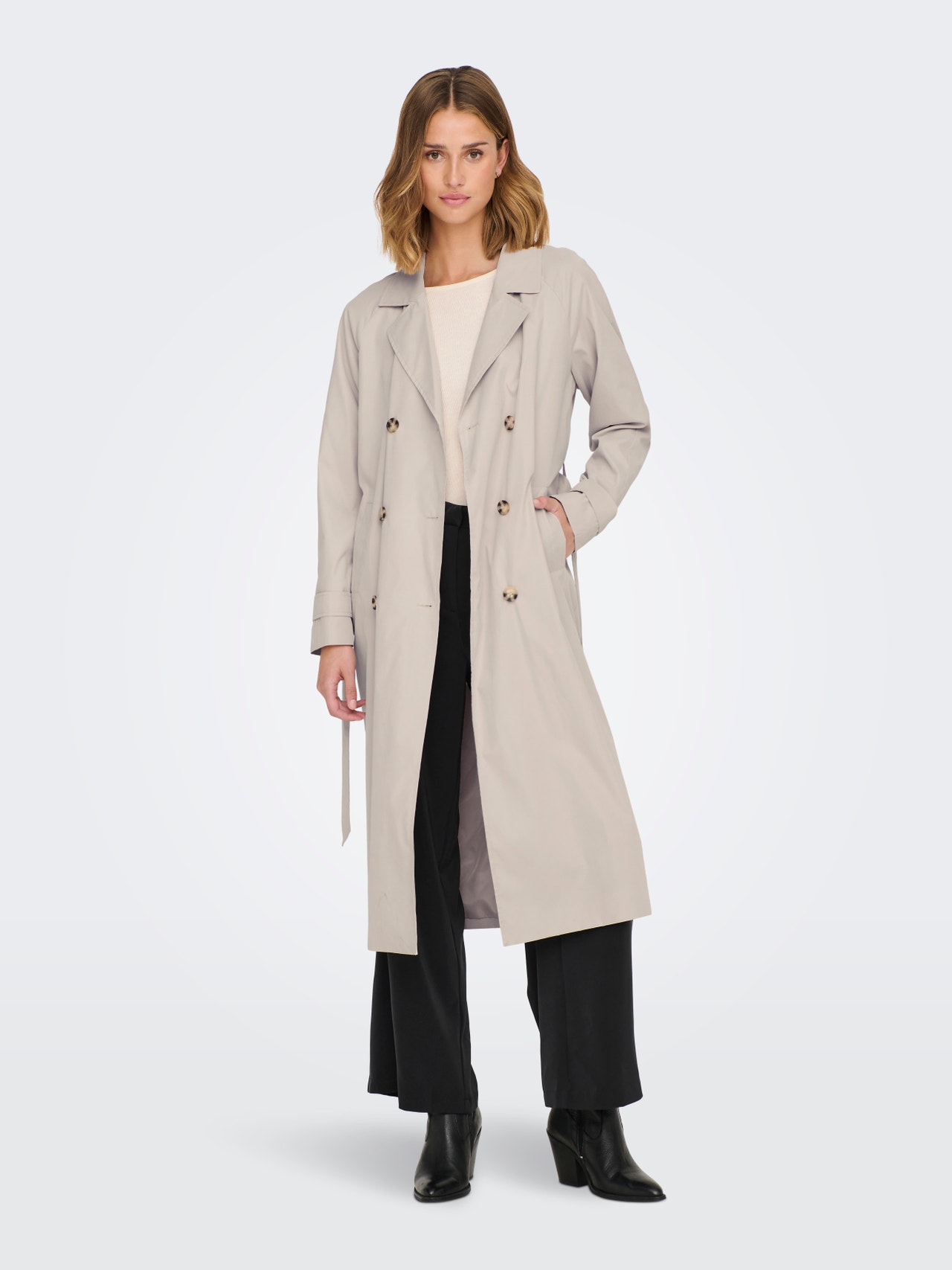 Col Coates Trench-coats Col à revers | Gris clair | ONLY®