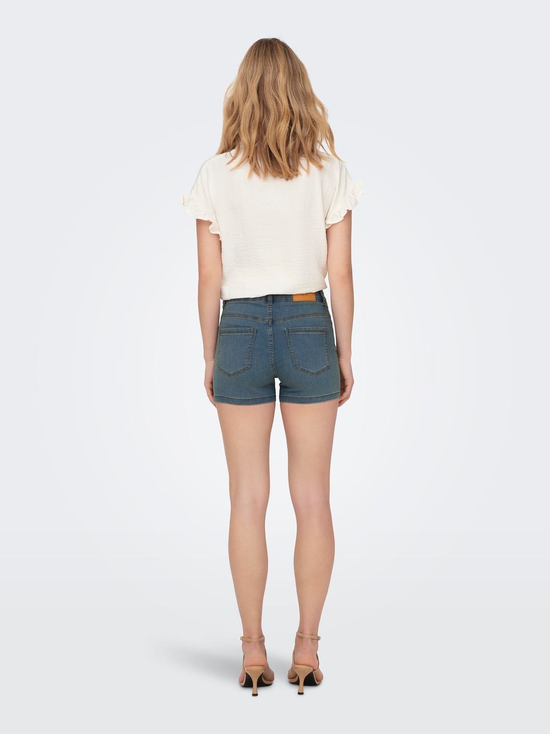 ONLY Skinny Fit High waist Shorts -Light Blue Denim - 15281789