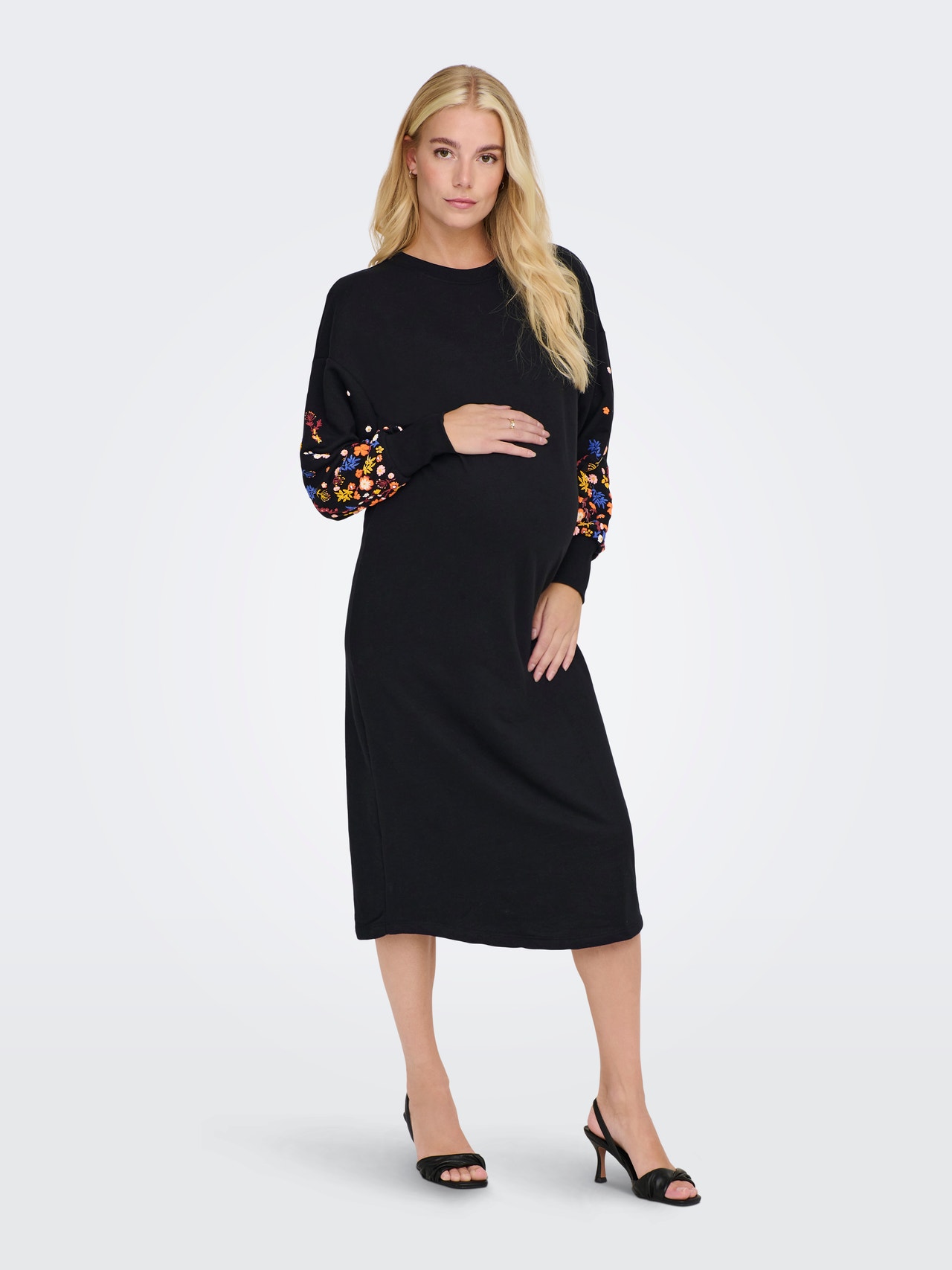 ONLY Robe longue Regular Fit Col rond Grossesse Bas hauts -Black - 15281799