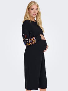 ONLY Normal geschnitten Rundhals Maternity Lange Bündchen Langes Kleid -Black - 15281799