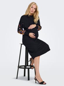 ONLY Normal geschnitten Rundhals Maternity Lange Bündchen Langes Kleid -Black - 15281799