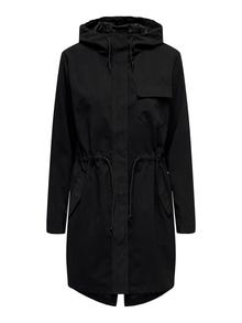 ONLY Coat with Hood and string regulation -Black - 15281801