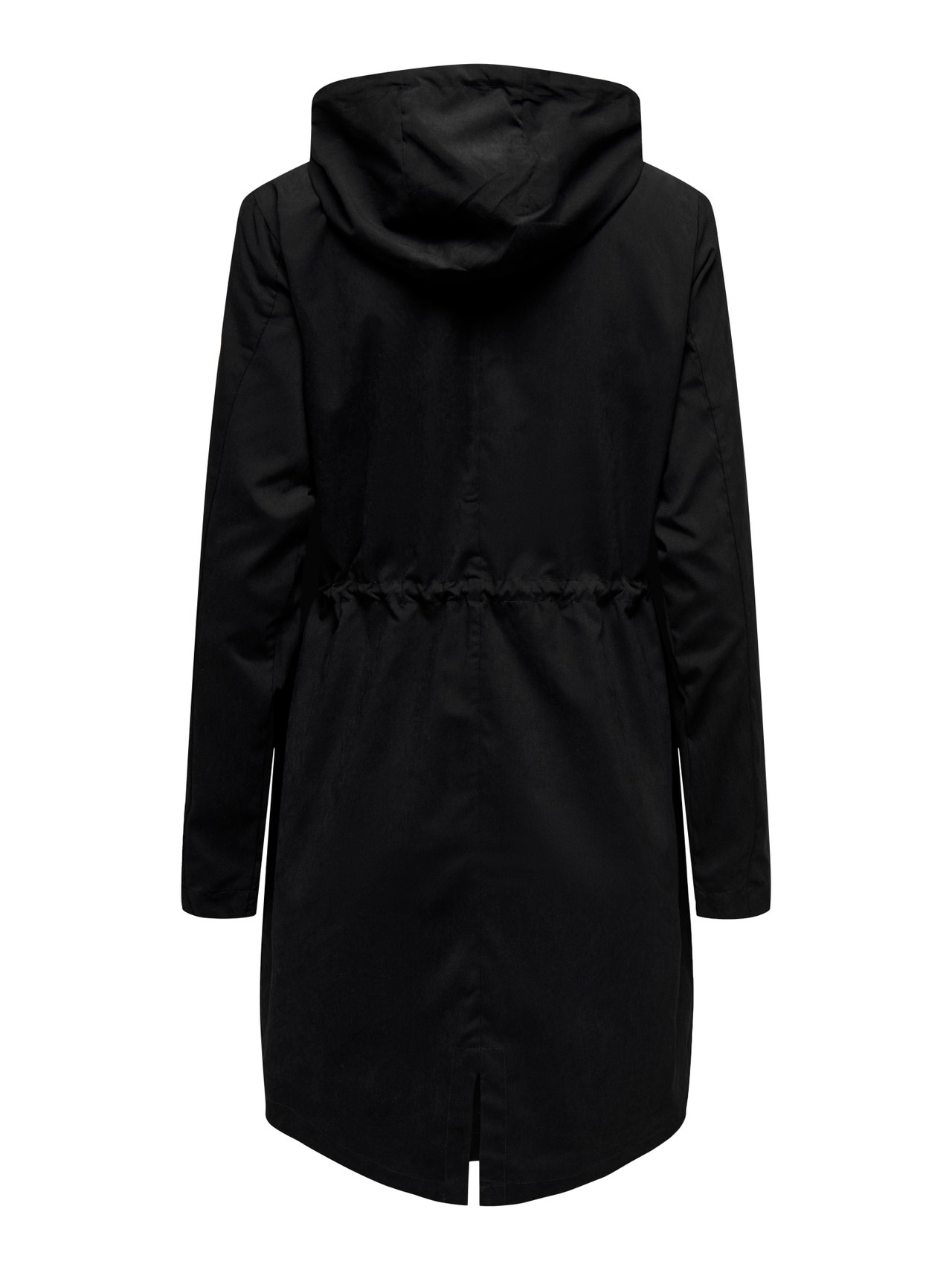 ONLY Hood with string regulation Coat -Black - 15281801