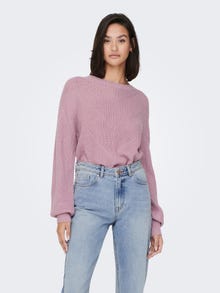 ONLY Round Neck High cuffs Dropped shoulders Pullover -Mauve Mist - 15281984
