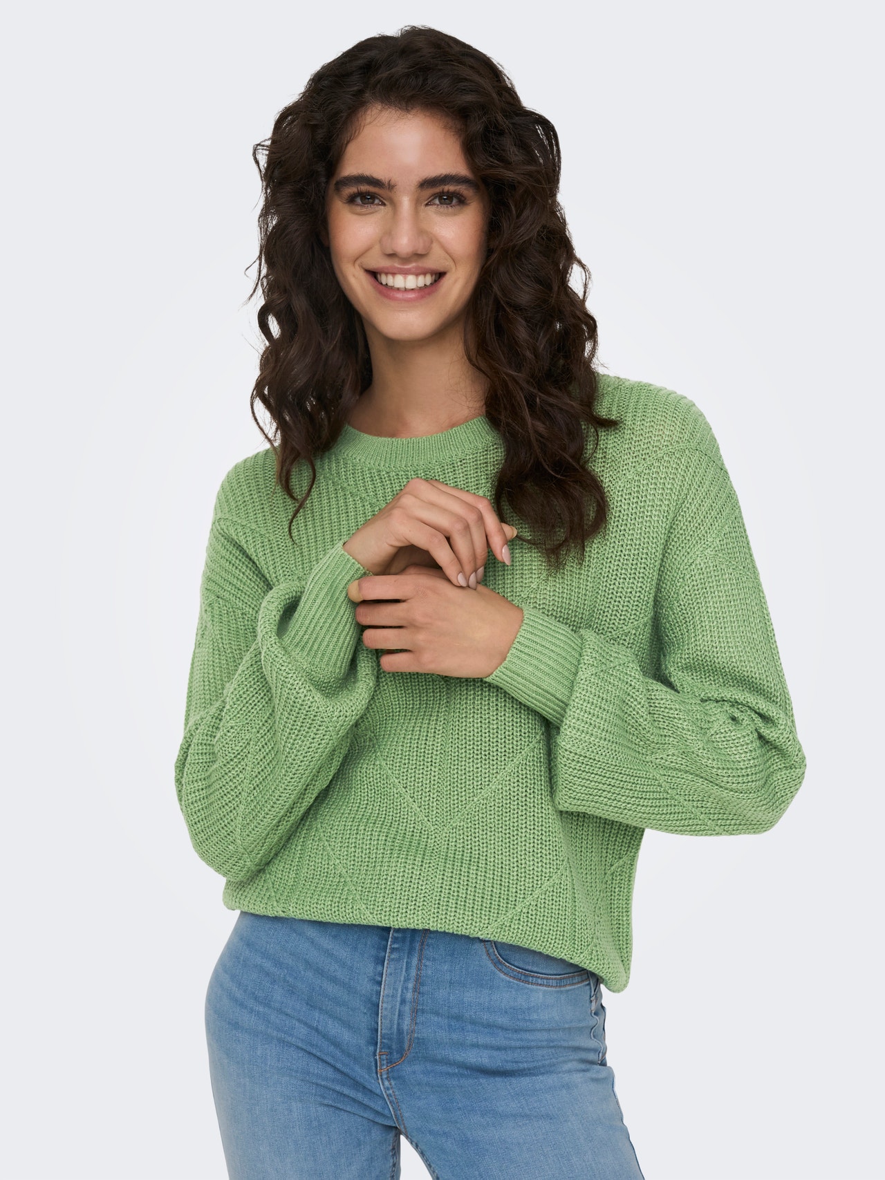 ONLY Solid color texture knit -Basil - 15281984
