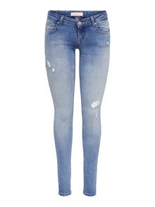 ONLY Jeans Skinny Fit Taille basse Ourlé destroy -Light Medium Blue Denim - 15282056