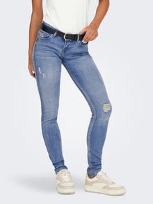 ONLY onlcoral low waist skinny destroyed jeans -Light Medium Blue Denim - 15282056