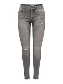 ONLY ONLBLUSH MID Waist SKinny AnKle RaW Destroyed Jeans -Medium Grey Denim - 15282313